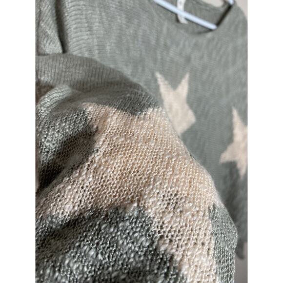 Wishlist Gray & Pink Star Print Open Knit Sweater Dolman Sleeve Summer Size S/M - Picture 5 of 10